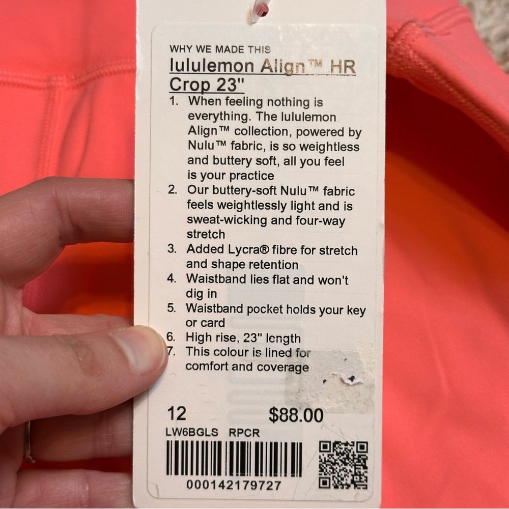 NEW lululemon align cropped active leggings neon coral - Picture 4 of 5